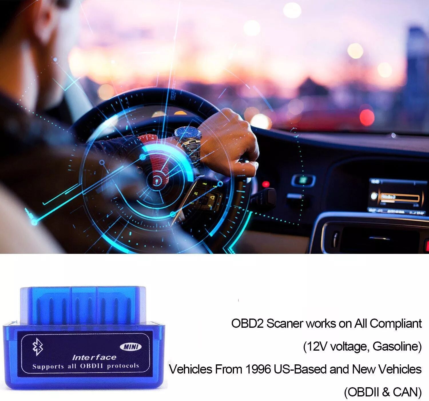 INF Lecteur de code d'erreur OBDII - Bluetooth 2.0