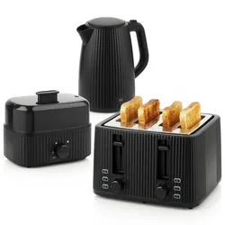 HOMCOM Wasserkocher Toaster Eierkocher Set 1,7L Wasserkocher 4 Scheiben Toaster
