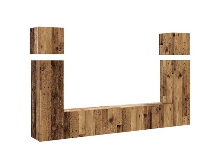 LKJephalotrop 8-TLG TV-Schrank Set Wandmontage Altholz Holzwerkstoff Flexibles 8-teiliges Lowboard zur Wandbefestigung schafft Ordnung im Wohnzimmer und schont wertvolle Bodenfläche.