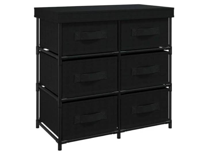 KUPTYERFG Aufbewahrungsschrank mit 6 Schubladen 55x29x55 cm Schwarz Stahl Kompaktes Regal fürs Schlafzimmer: Robuster Stahlrahmen mit 6 leichtgängigen Stoffschubladen für Ordnung.
