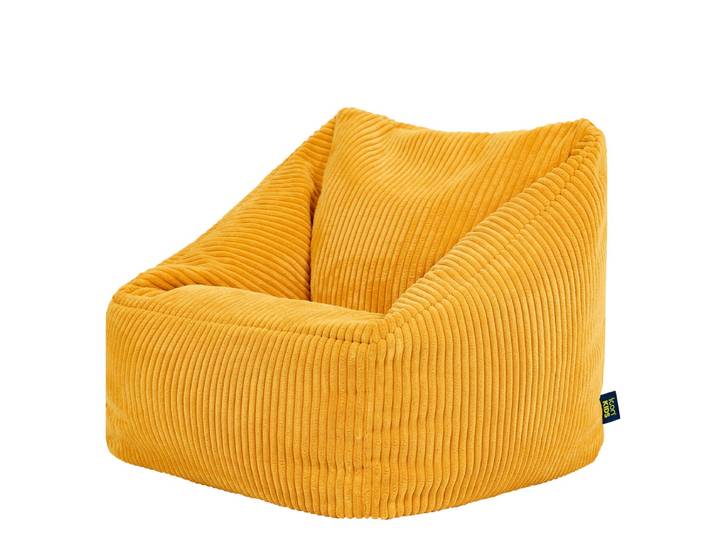 Icon Pouf fauteuil enfant en velours côtelé Oeko-Tex® - NATALIA Jaune Ocre