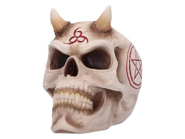 Nemesis Now 666 schedel beeldje 20cm, hars, bot, exclusief James Ryman Design, 666 Skull Ornament, Gothic Giftware, gegoten in de fijnste hars, vakkundig handgeschilderd