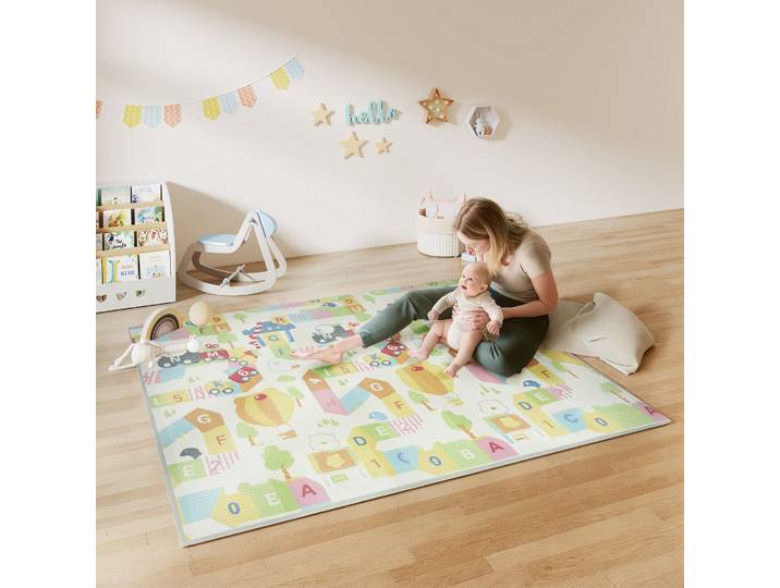 AIYAPLAY Tapis de Jeu Bébé Pliable 194x176,5cm Mousse Multicolore