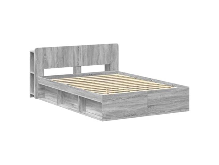 SKTQYQO Sonoma Bettgestell mit Stauraum, grau, 140 x 200 cm Technisches Holz, integrierte Schubladen, feste Latten, Unterstützung 200 kg