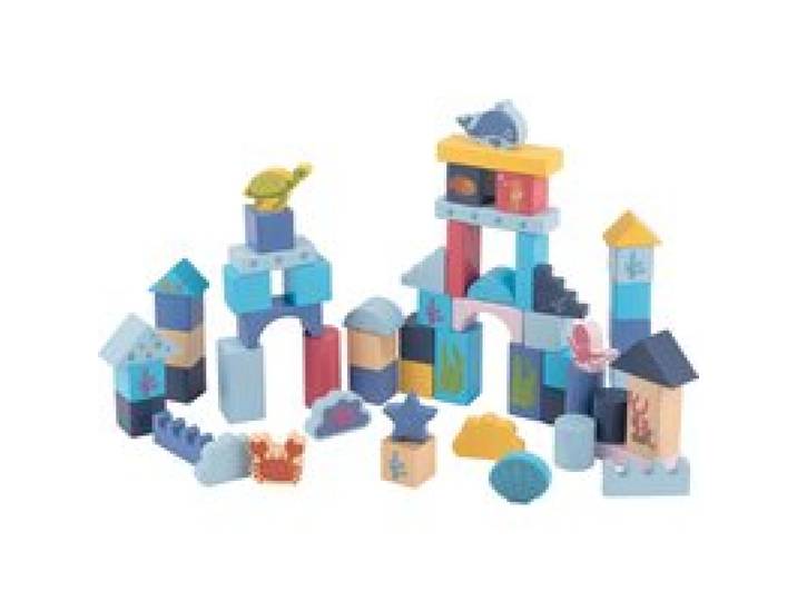 LUPILU® Assortiment de tambours-jouets Ville / Blocs de construction colorés / Monde marin