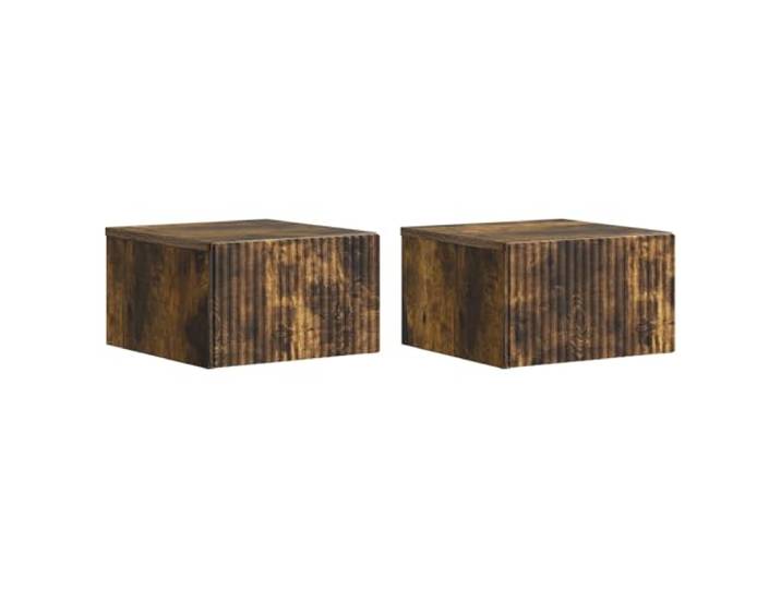 Schwebend Nachttisch 2er Set, Beistelltisch Räuchereiche 33 x 34,5 x 20 cm