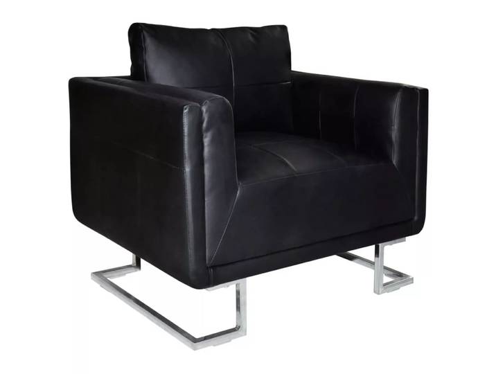 VidaXL - Sessel leder, One Size, Schwarz