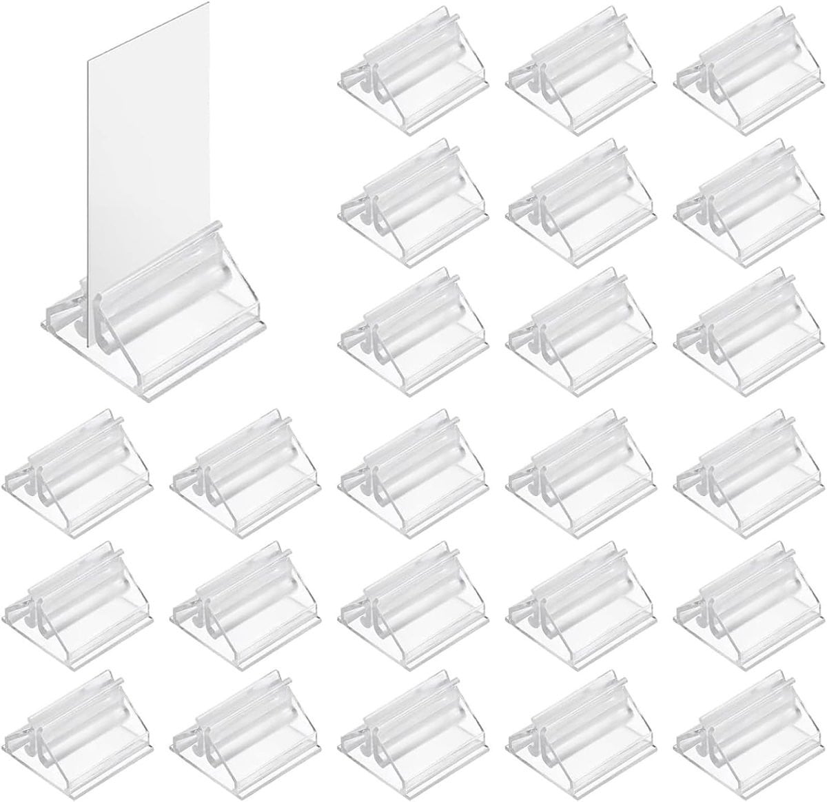 Dailygoods Kaartenstandaard 24 stuks - Transparante acryl fotohouders - Antislip tafelnaamhouders