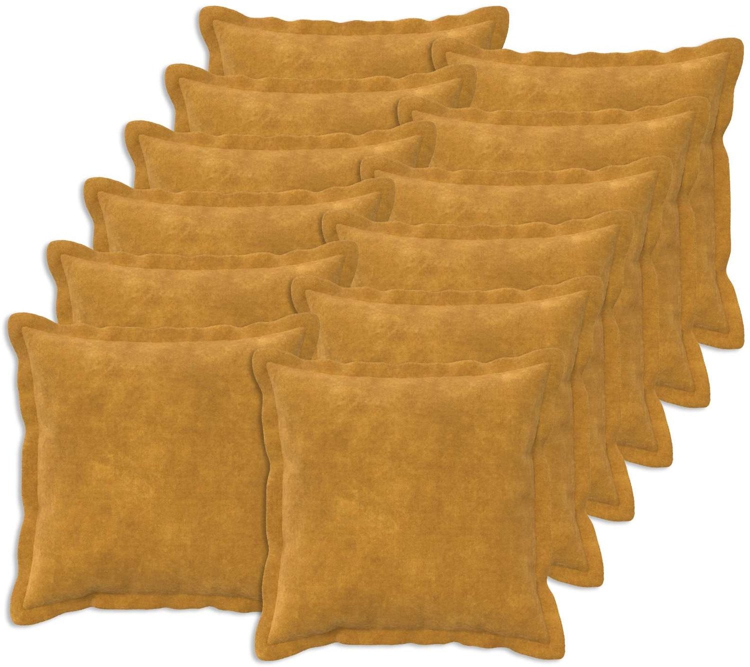 vidaXL Set van 12 Microfiber Fleece Kussens - Geel