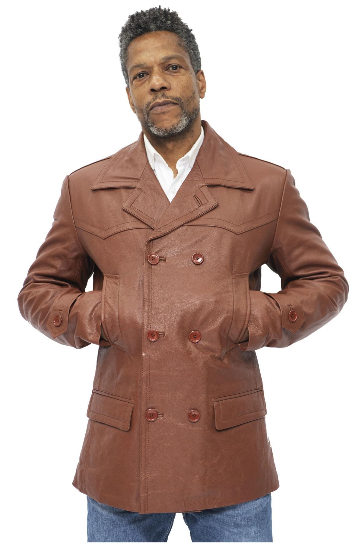 Herren-Peacoat aus Rindsleder-Krakaw
