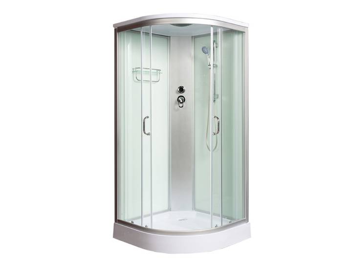 Salle de douche intégrée, ventilateur à arc, cloison de douche, salle de bain intégrée, salle de bain incurvée, air chaud et eau