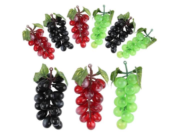 Künstliche Trauben 6er Set 3 Farben, Mehrfarbig, Kunststoff, 1 cm, Dekoration, Blumen & Blumentöpfe, Kunstpflanzen