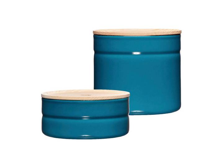 Riess Vorratsdosenset Serve + Store Kitchenmanagement Blue, Eschefarben, Holz, 2-teilig, Esche, 0,615 l, hitzebeständig, lebensmittelecht, stapelbar, Küchenzubehör, Vorratsbehälter, Vorratsdosen