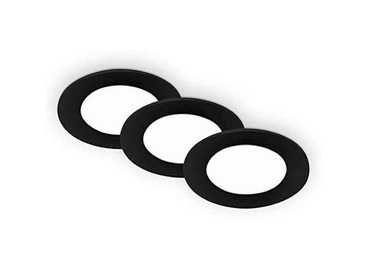 BRILONER - Set van 3 plafondinbouwspots LED, ultravlakke inbouwspots, badkamer inbouwspots, badkamer inbouwspots IP65, zwart, 86x30 mm (DxH)