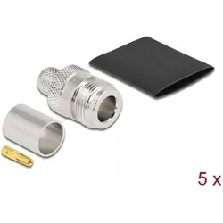 Delock N Buchse zum Crimpen LMR 400 mit passendem Schrumpfschlauch, Antennenkabel