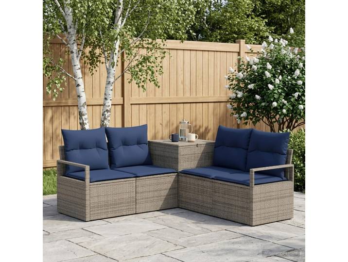 vidaXL Sofa Set 5 stk. Grau und Marineblau 177 x 177 x 85 cm