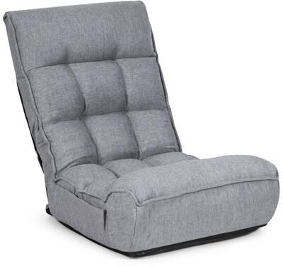 Costway 4-Position Adjustable Floor Chair Folding Lazy Sofa-Gray