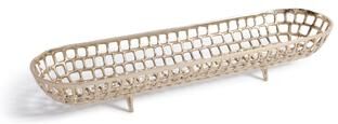 Zodax Reticolo Oval Gold Metal Decorative Footed Tray