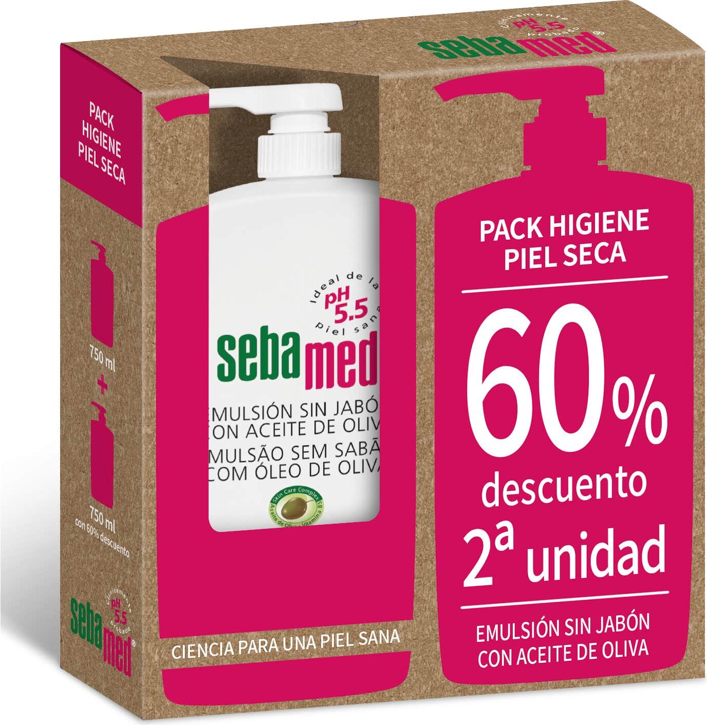 Sebamed Emulsión Sin Jabón Aceite de Oliva 2x750 ml