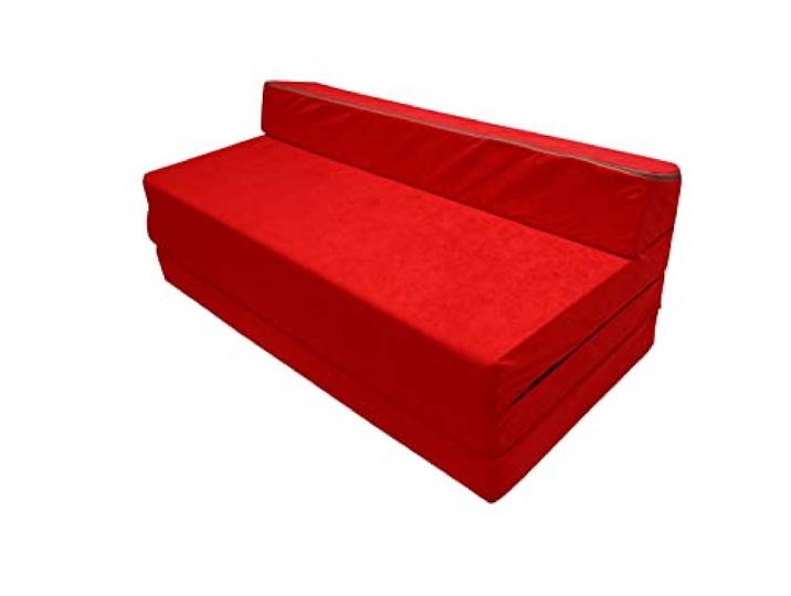Natalia Spzoo Chauffeuse Pliable 200×120×10 cm – Matelas Pliant en Mousse\, Matelas d’Appoint Compact\, Fauteuil Convertible/Futon Pliable – Housse Amovible (Rouge)