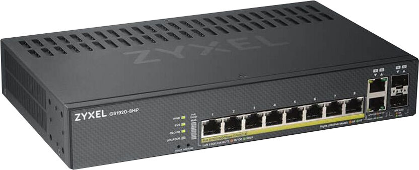 Conmutador PoE GS1920v2 1U (8 puertos) - ZYXEL