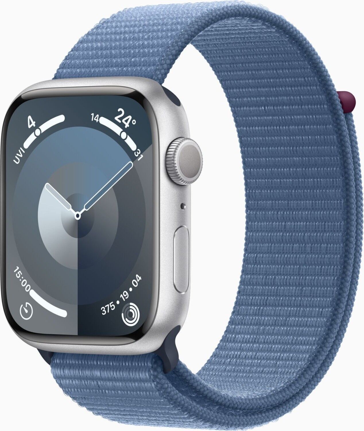 Apple Watch Series 9 Aluminium 45 mm (2023)   GPS   silver   Winter Blue Sport Loop - Refurbished