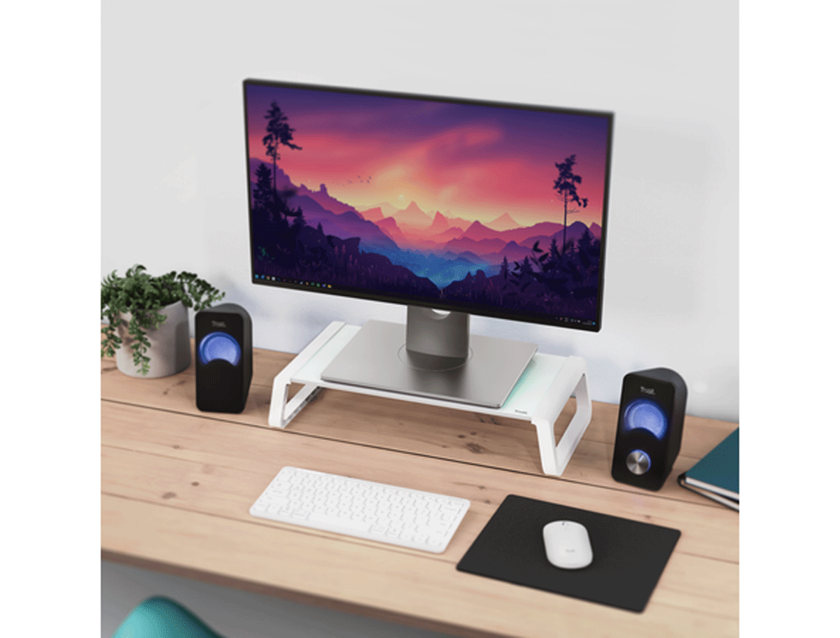 Trust MONTA GLASS MONITOR STAND - WHITE
