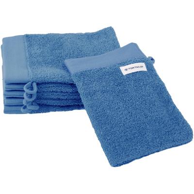 Waschhandschuh TOM TAILOR HOME "Waschhandschuh COLOR BATH", blau (cool blau), B:16cm L:21cm, Frottier, Frottier, Handtücher
