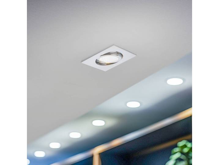 BRUMBERG Einbaustrahler IP65 eckig schaltbar chrom, chrom / silber, für Flurbereich, Aluminium, Einbauleuchte
