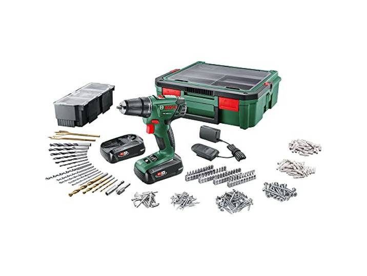 Bosch perceuse-visseuse sans fil PSR 1800 Li-2 (deux batteries\, système 18 V\, set d’accessoires 241 pièces dans SystemBox)