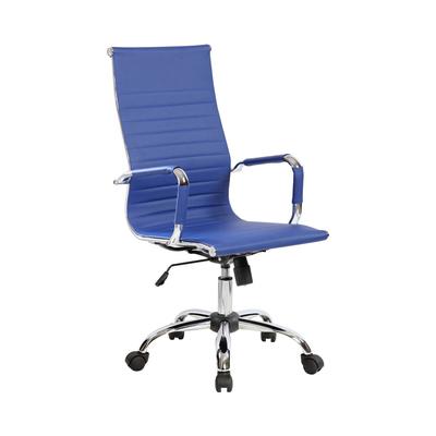 Dmora Bürostuhl Dluis, Chefsessel mit Armlehnen, Ergonomischer Bürostuhl, Blau, 63x54h106/116 cm