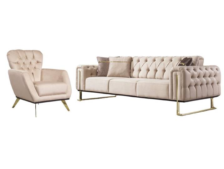 Villa Möbel Polstergarnitur Nova, (Set, Set besteht aus: 3 Sitzer+Sessel), mit Relax-/Bettfunktion durch umklappbare Rückenlehne