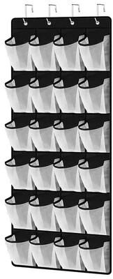 Uplifted Goods Wall Mounted Mesh Pocket Door Organizer For Space Saving Storage black