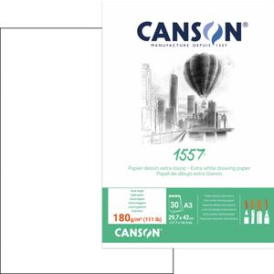 Canson Zeichenblock 1557, A3, 180 g/m², weiß, geleimt, 30 Blatt