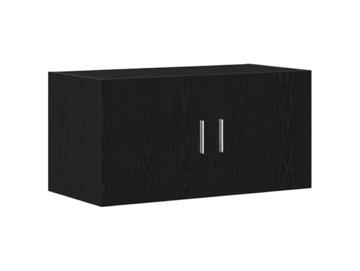 QINXIXINAIXI Wandschrank Schwarz Eichen-Optik 80x39x40 cm Holzwerkstoff 2 Fächer mit Türen, Wandmontage, Schwebeschrank, Highboard, Wohnzimmer, Schlafzimmer, Arbeitszimmer