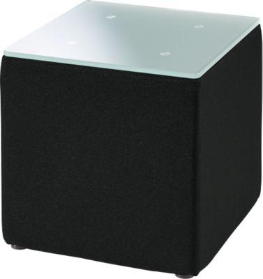 Beistelltisch Wall In, B 410 x T 410 mm, ESG Milchglasplatte, mit Bodengleitern, schwarz