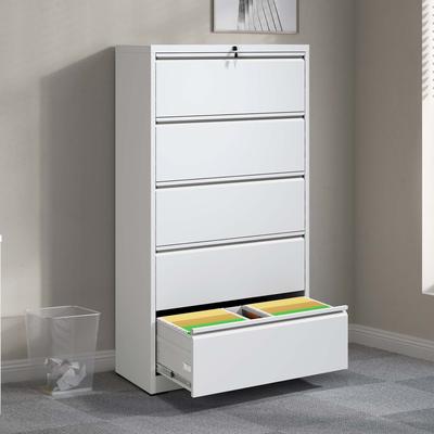 Telepassa 5 Drawer Metal Lateral File Cabinet with Lock for Legal/Letter/A4/F4