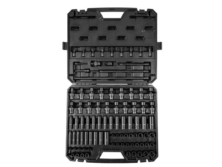 SucceBuy 90 pièces 3/8 jeu de douilles à percussion SAE 1/4 -3/4 et jeu de douilles métriques 6-19mm 6 points en acier allié cr-mo pour la réparation automobile
