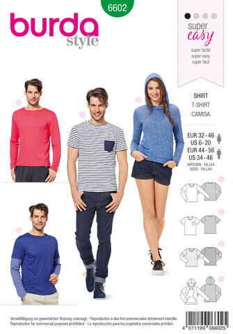 burda Schnitt 6602 "Shirt für Sie & Ihn easy"
