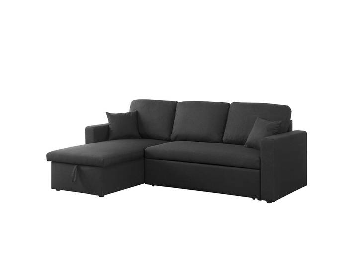 Ecksofa COVENTRY mit Schlaffunktion Schwarz Webstoff Kadri 223 x 85 x 146cm Longchair beidseitig montierbar mit Schlaffunktion Modern