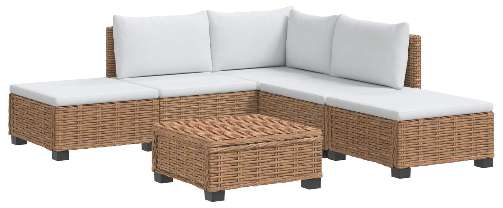 vidaXL 6 Stk. Rattan-Lounge-Set mit Kissen GENDT Naturrattan Natur
