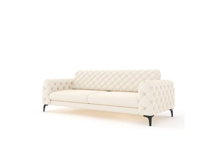 Möbeldreams Chesterfield-Sofa Arizona Sofa Chesterfield mit Schlaffunktion, Knopfheftung, geschwungene Armlehnen, Schlaffunktion, 3-Sitzer