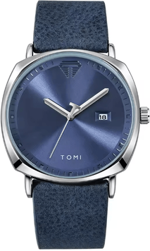 Inspire Essentials Tomi Mens Minimalist Leather Watch blue Silver
