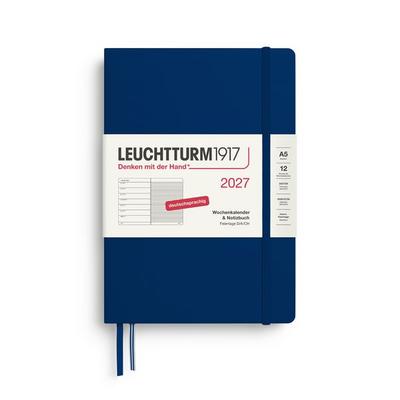 Wochenkalender & Notizbuch Medium (A5) 2027, Marine, Deutsch
