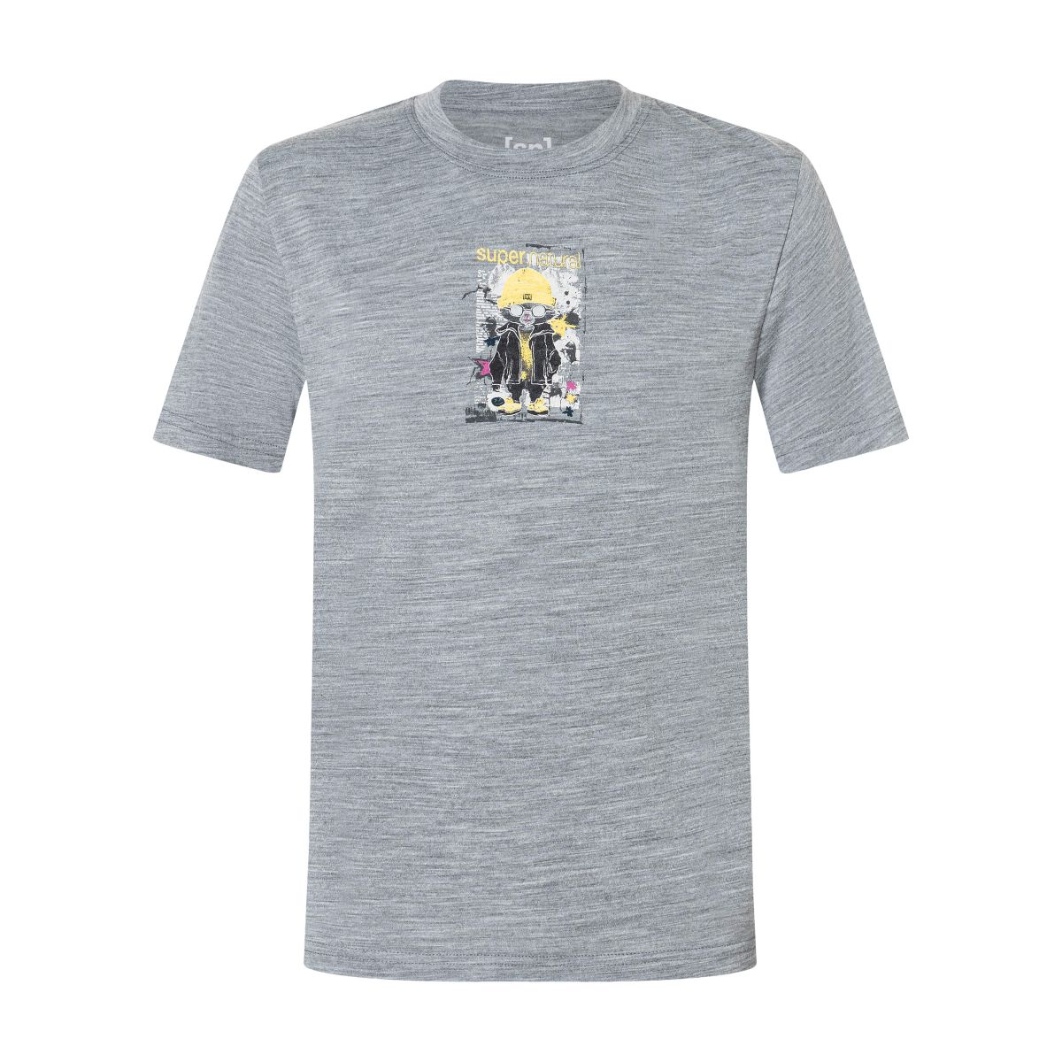 Super.Natural K Crazy Mouse Tee cashmere grey melange/various (35G) 152 SNKP0102035G152
