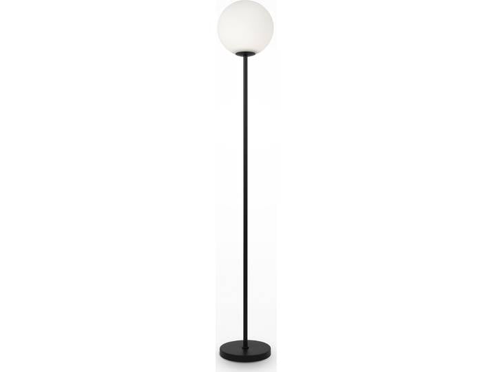 Lampadaire\, métal noir\, verre blanc mat\, H 155cm