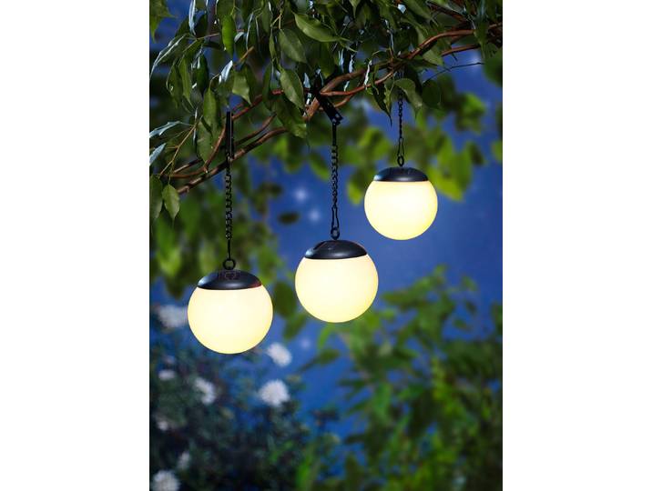 Solar-Kugelleuchten, 3er-Set, Schwarz