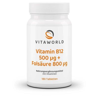 Vitamin B12 500 µg+Folsäure 800 µg Tabletten 180 St
