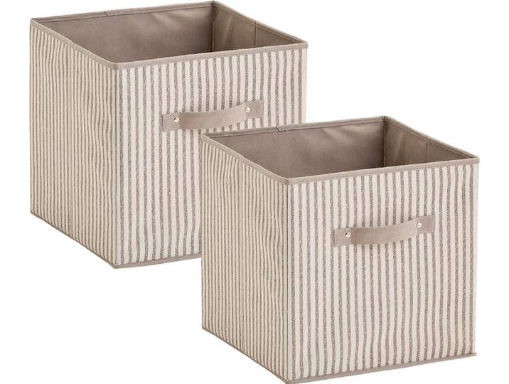 Aufbewahrungsbox ZELLER PRESENT Stripes , beige (natur), 2 Stk., Masse(B/T/H):(31/31/31)(B/T/H):(31/31/31), Vlies, Aufbewahrungsboxen, Aufbewahrungsbox, faltbar, Vlies, beige