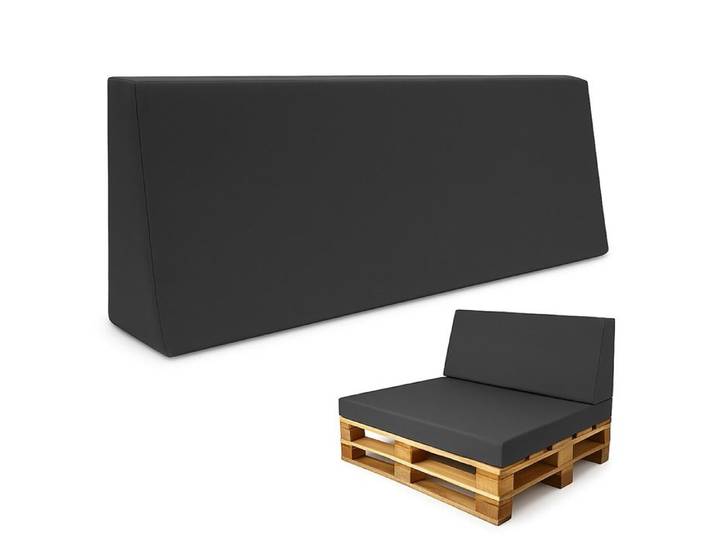 Coussin palette jardin dossier 120x40 cm intérieur/extérieur canapé banc balcon terrasse graphite